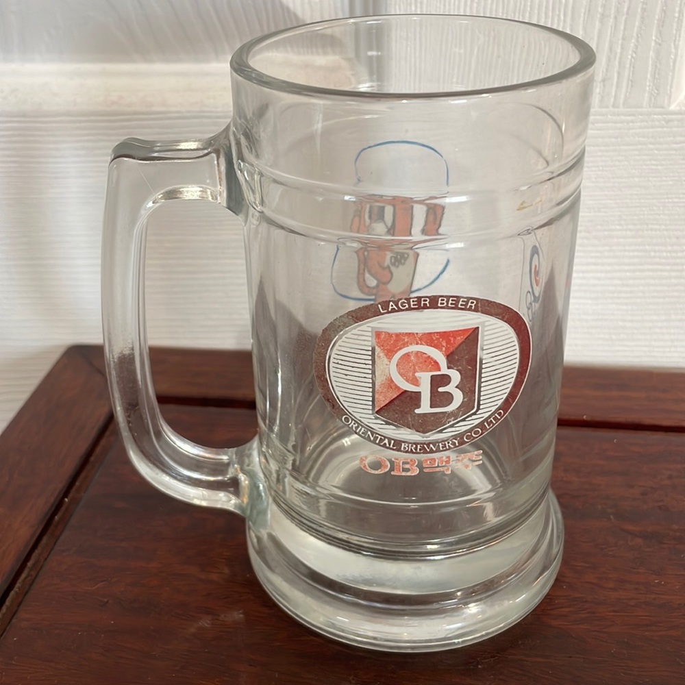 Vintage 1983 Seoul Olympic mug Oriental brewing Company LTD larger beer glass
